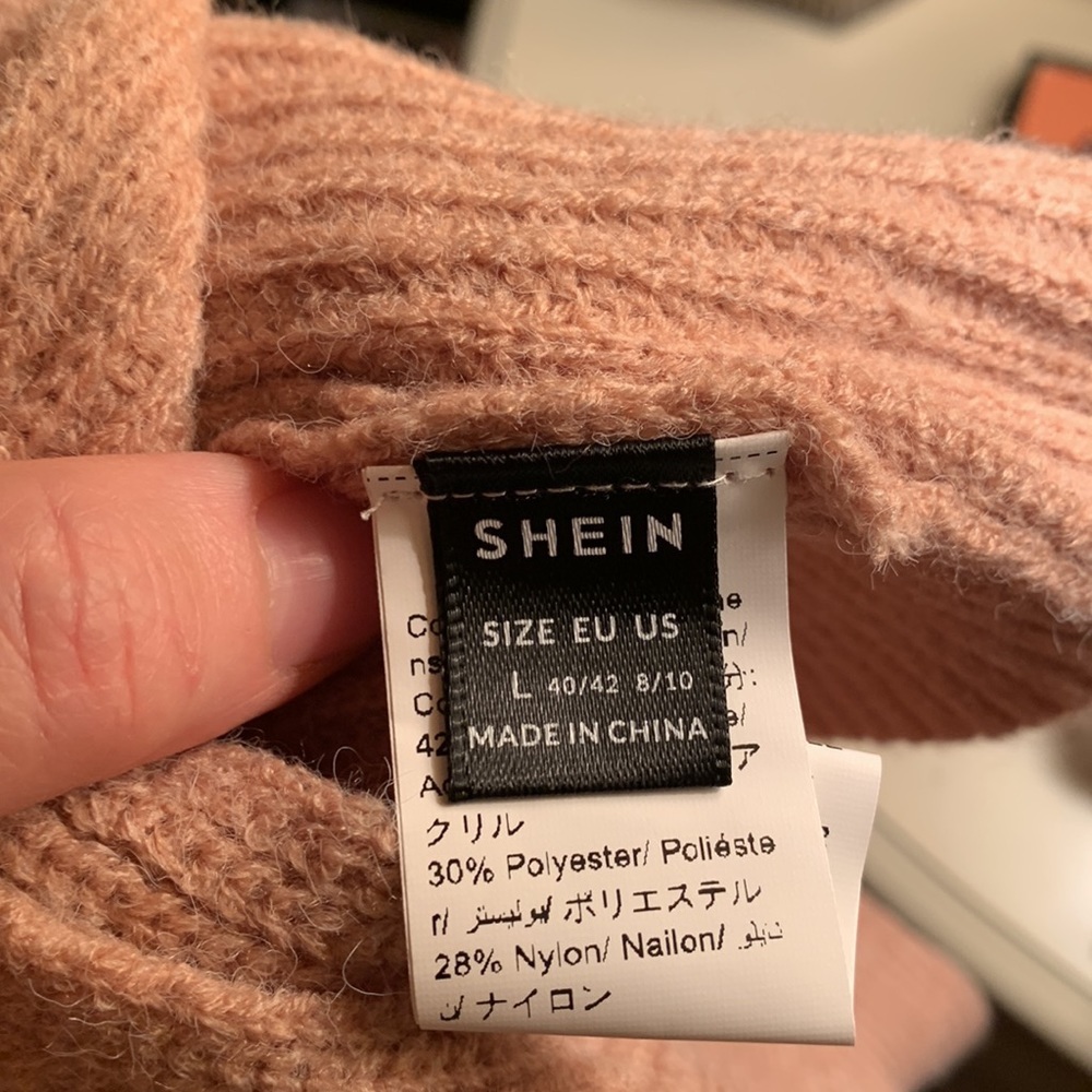 SHEIN Peach Cropped 2pc Sweater Set L Cable Knit + Tank NWOT - Picture 9 of 11